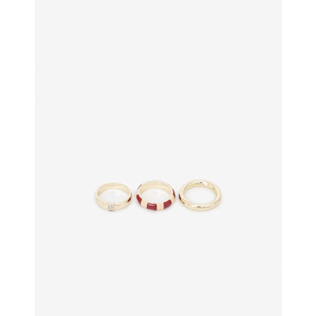 Set De Anillos Metal Y Esmalte Dorado