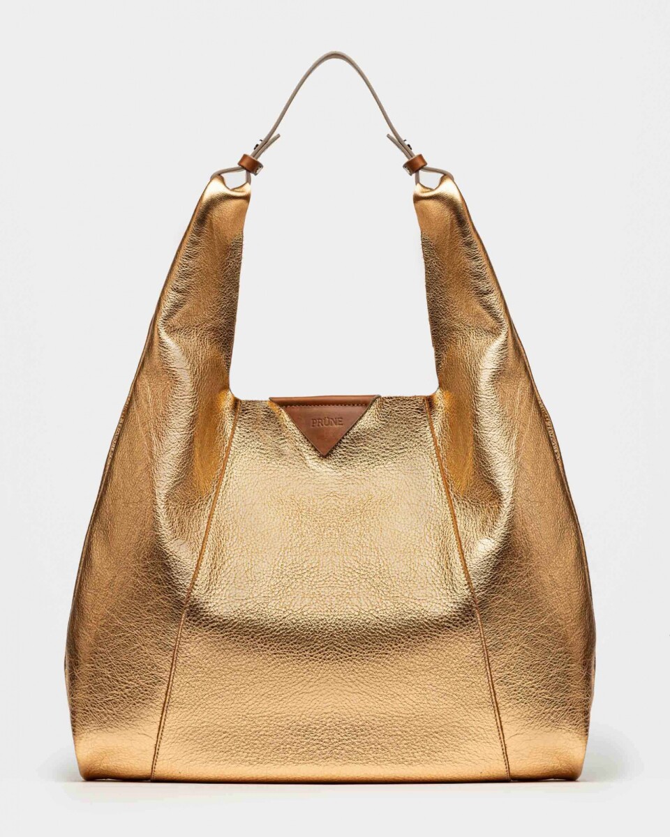Bolso The Shopping En Cuero Graneado Metalizado - Metalizado 