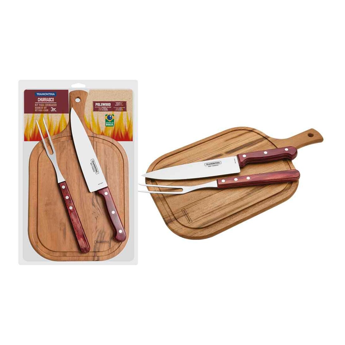 Set Tramontina Trinchante 2 Piezas y Tabla Polywood 