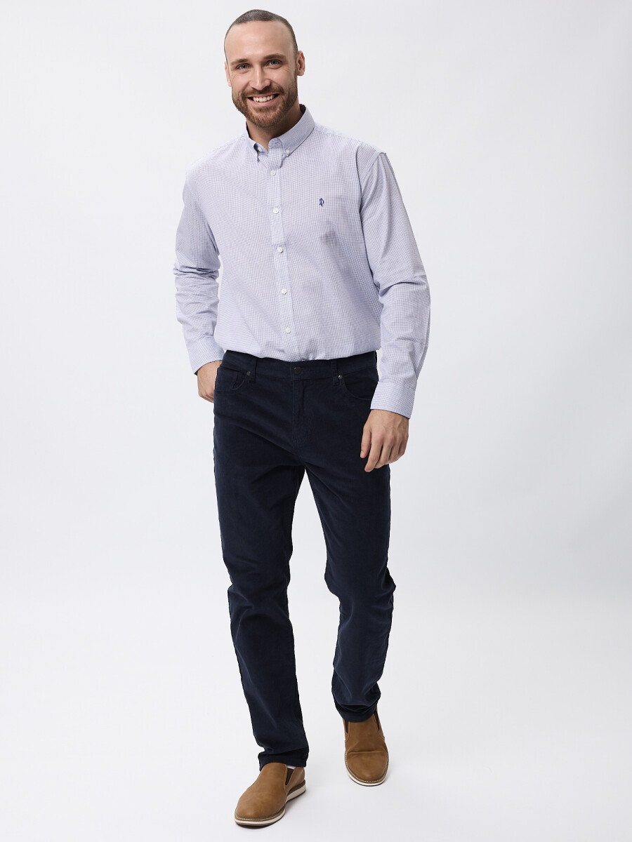 Camisa m/l microcuadros - azul 