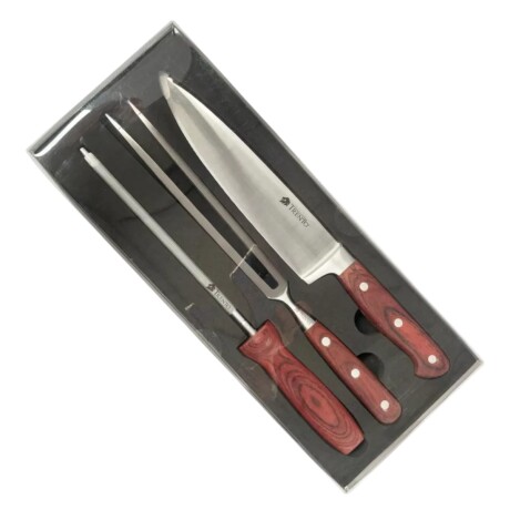 Set POM Madera 3 Piezas Cuchillo Trinche Chaira Set POM Madera 3 Piezas Cuchillo Trinche Chaira