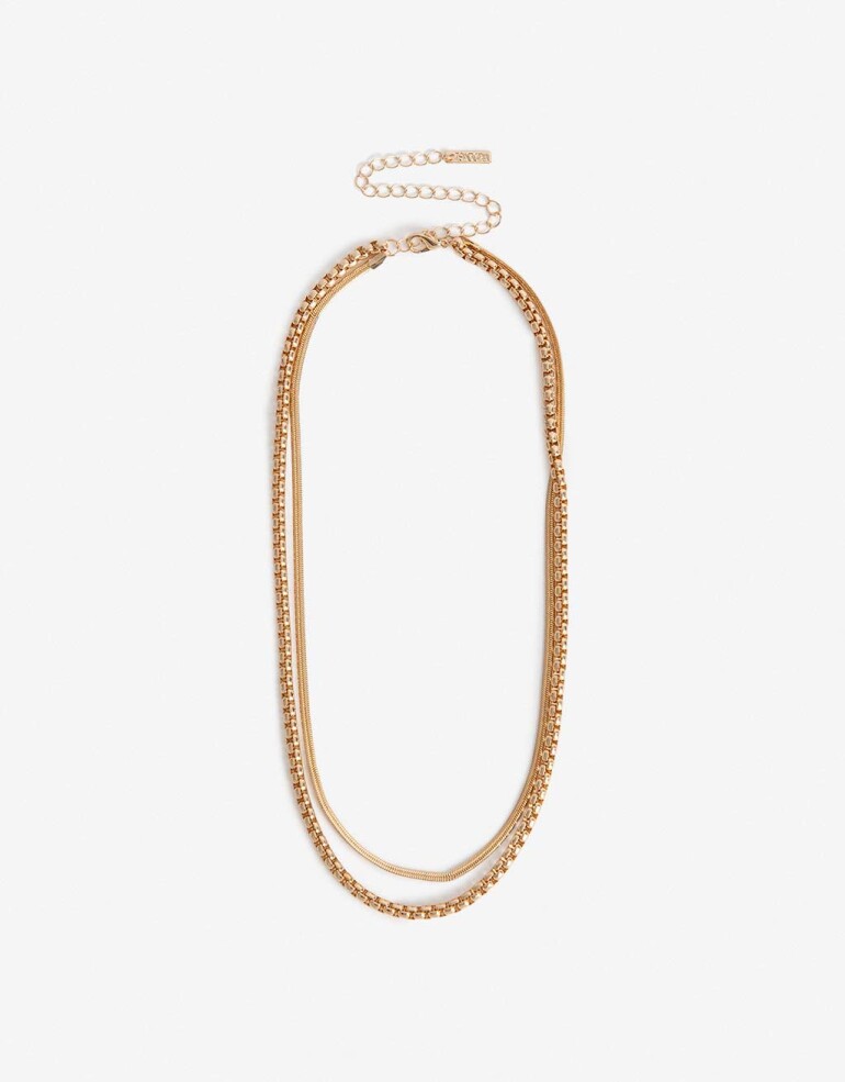 Collares Cortos Metal Collar De Cadenas - Dorado