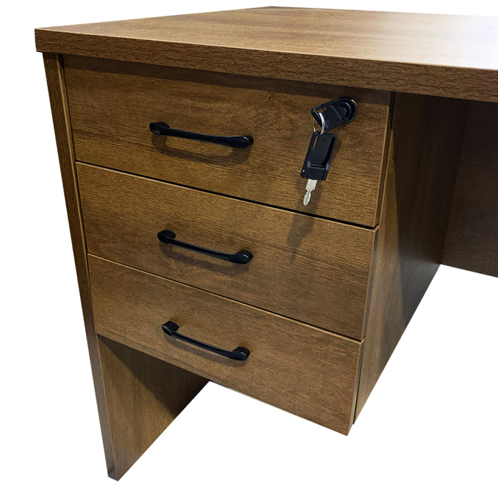 Escritorio MDF reforzado 3 cajones con llave Marrón