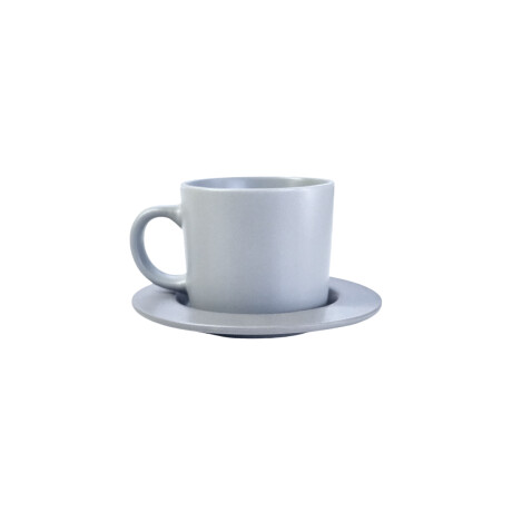 Set de Taza con Plato de Cerámica Colores Pastel 230 ml Gris