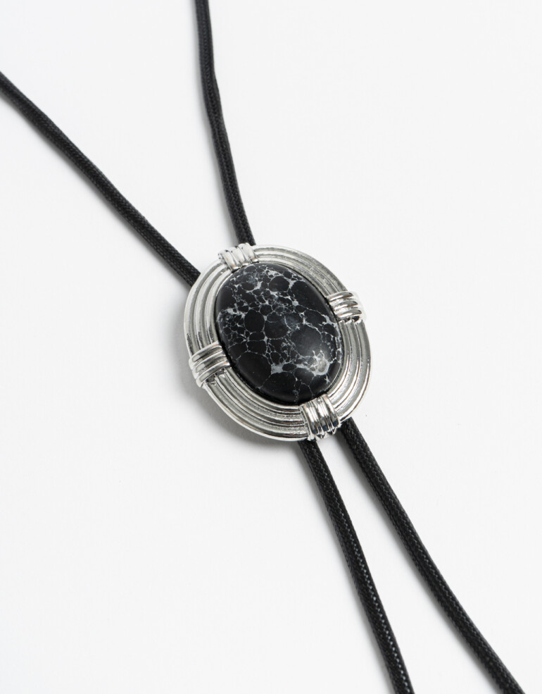 Collares Largos Piedra Collar Largo Piedra Vintage - Plateado