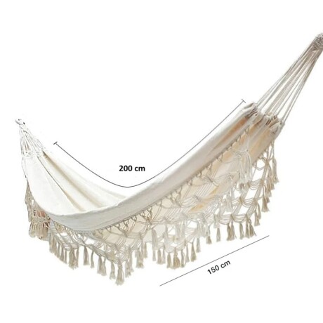 Hamaca Paraguaya en Tela con Flecos y Bolso p/2 Personas Crudo