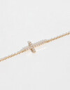 Pulseras Flexibles Strass Pulsera Con Dije De Cruz - Dorado