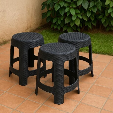 Set x3 Banqueta simil ratán NEGRO