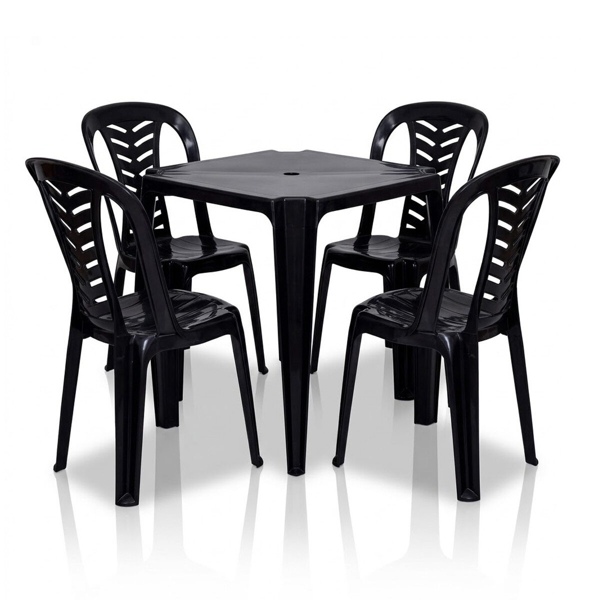 Juego De Jardin 4 Sillas Y Mesa Bela Vista Negra Mor Cuadrada Patas Fijas 70x70 