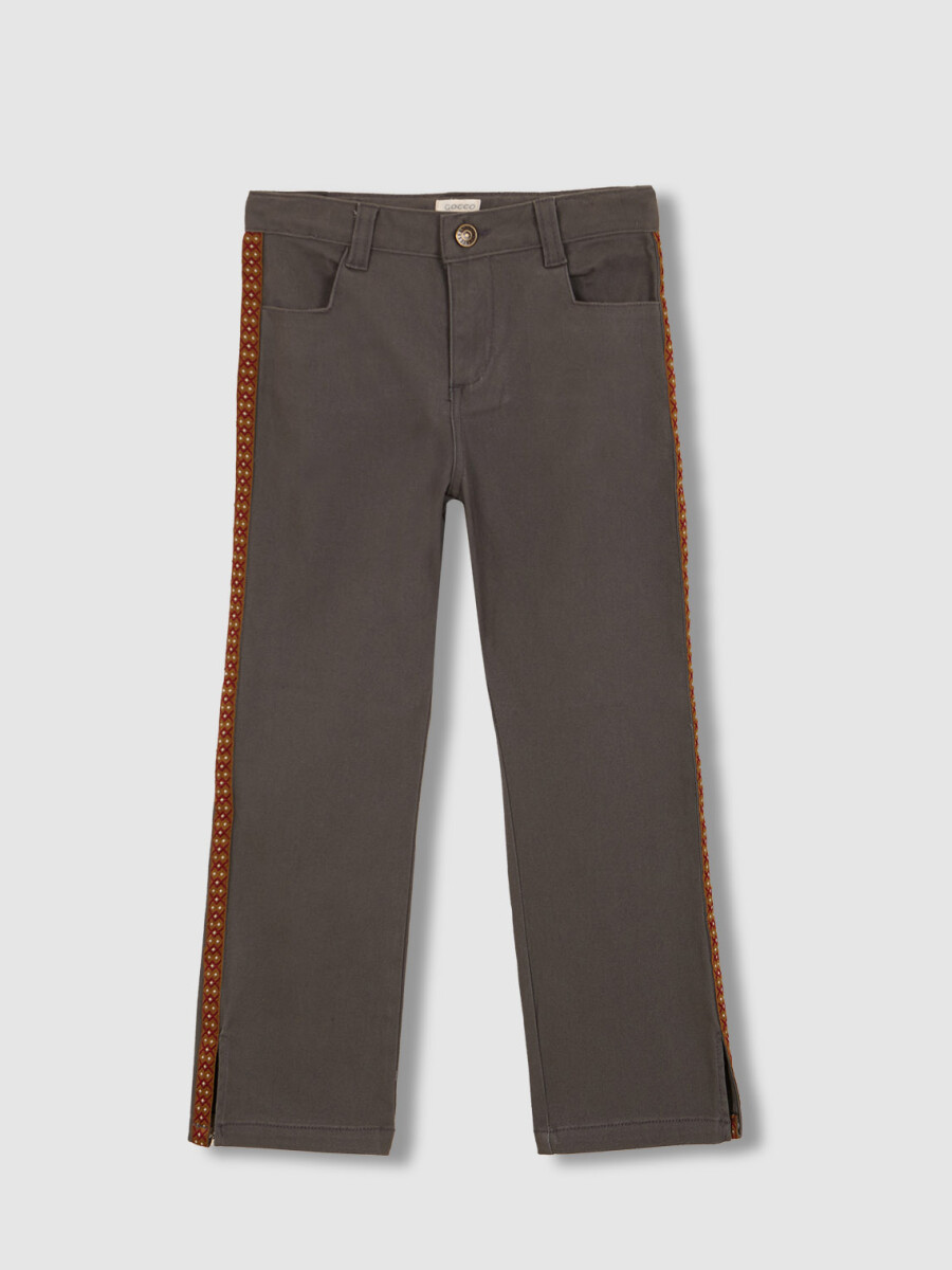 Pantalon Campana Con Cinta Lateral Gris Marengo