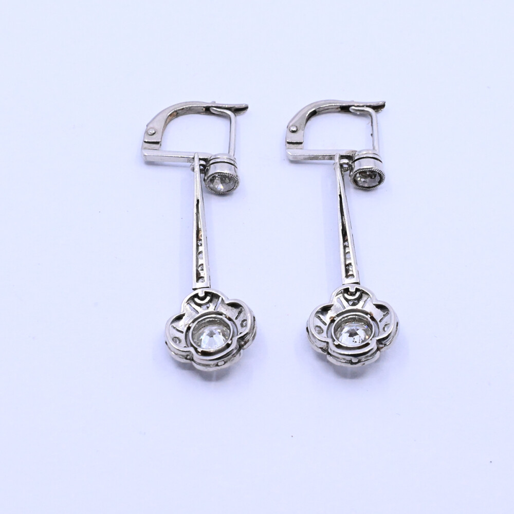 Caravanas antiguas oro 18k con brillantes. Caravanas antiguas oro 18k con brillantes.