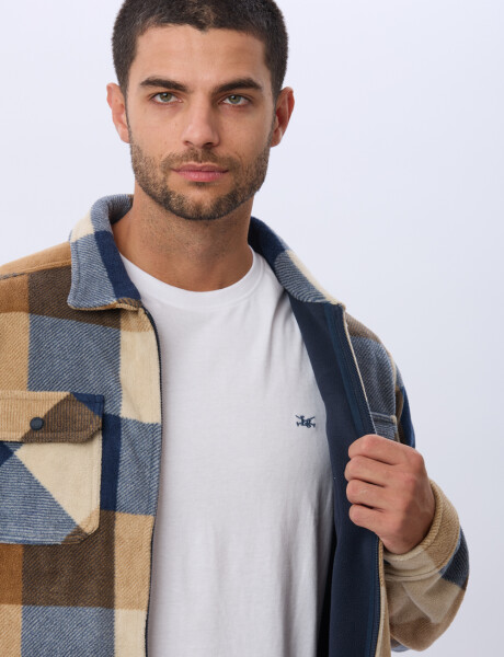 CAMPERA POLAR A CUADROS Azul