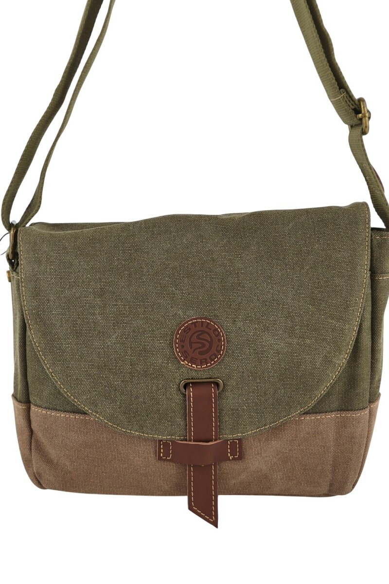 Morral con solapa Verde con Marrón