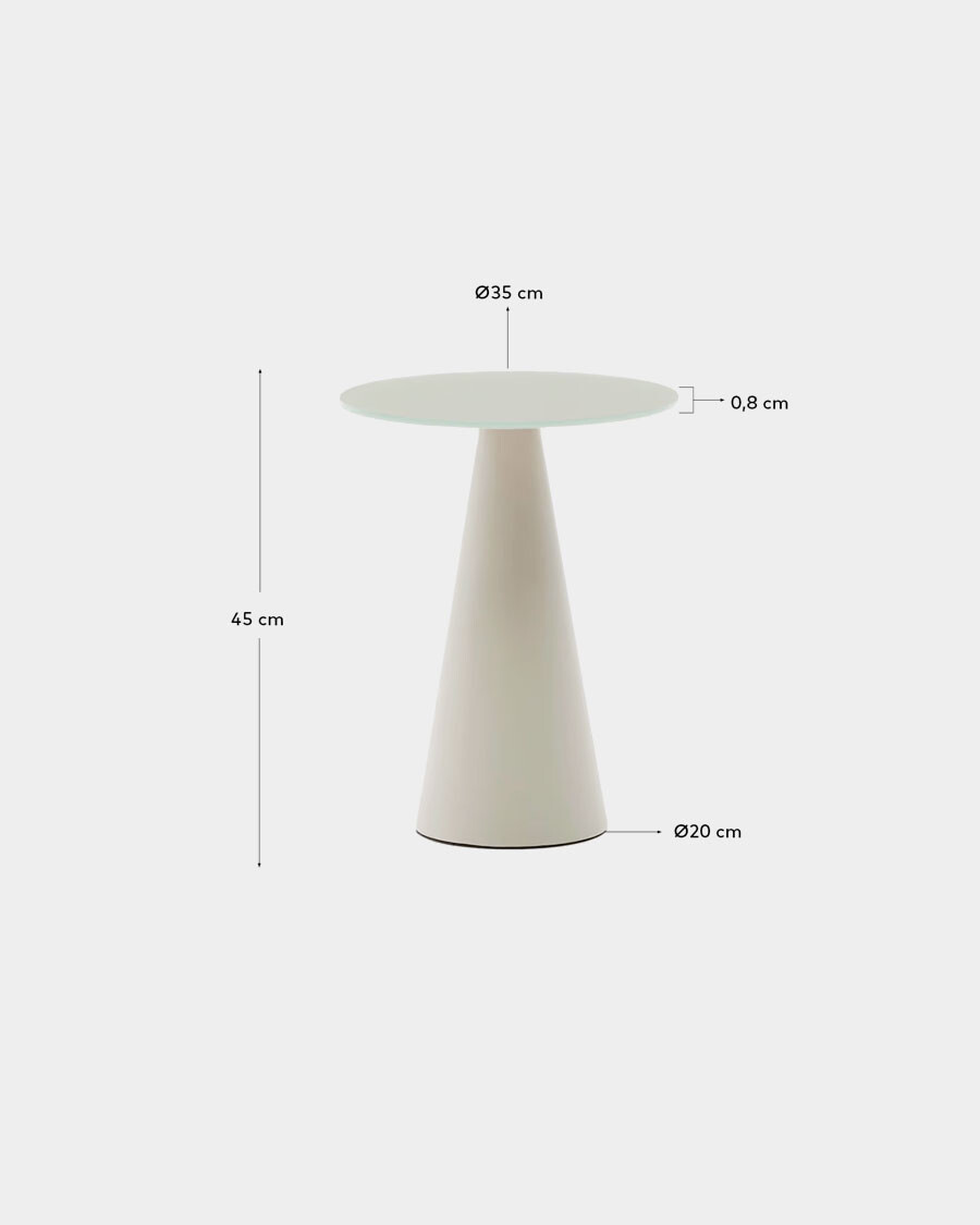 Mesa auxiliar Wilshire vidrio templado glaseado y acero acabado pintado gris mate Ø35cm Mesa auxiliar Wilshire vidrio templado glaseado y acero acabado pintado gris mate Ø35cm