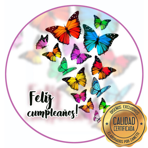 Lámina Feliz Cumpleaños Mariposas Red.