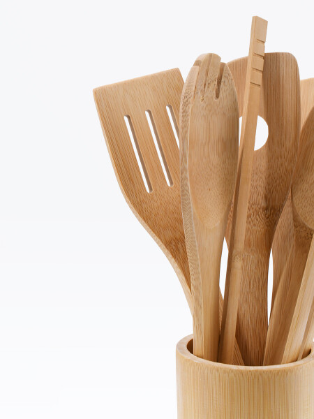 SET MENAJE BAMBOO 7 PCS MADERA