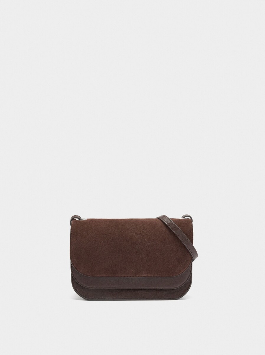 Bolso Bandolera Con Solapa Doble - marron 