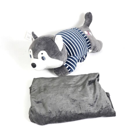 Perro peluche 60 cm. con manta azul 260112 001