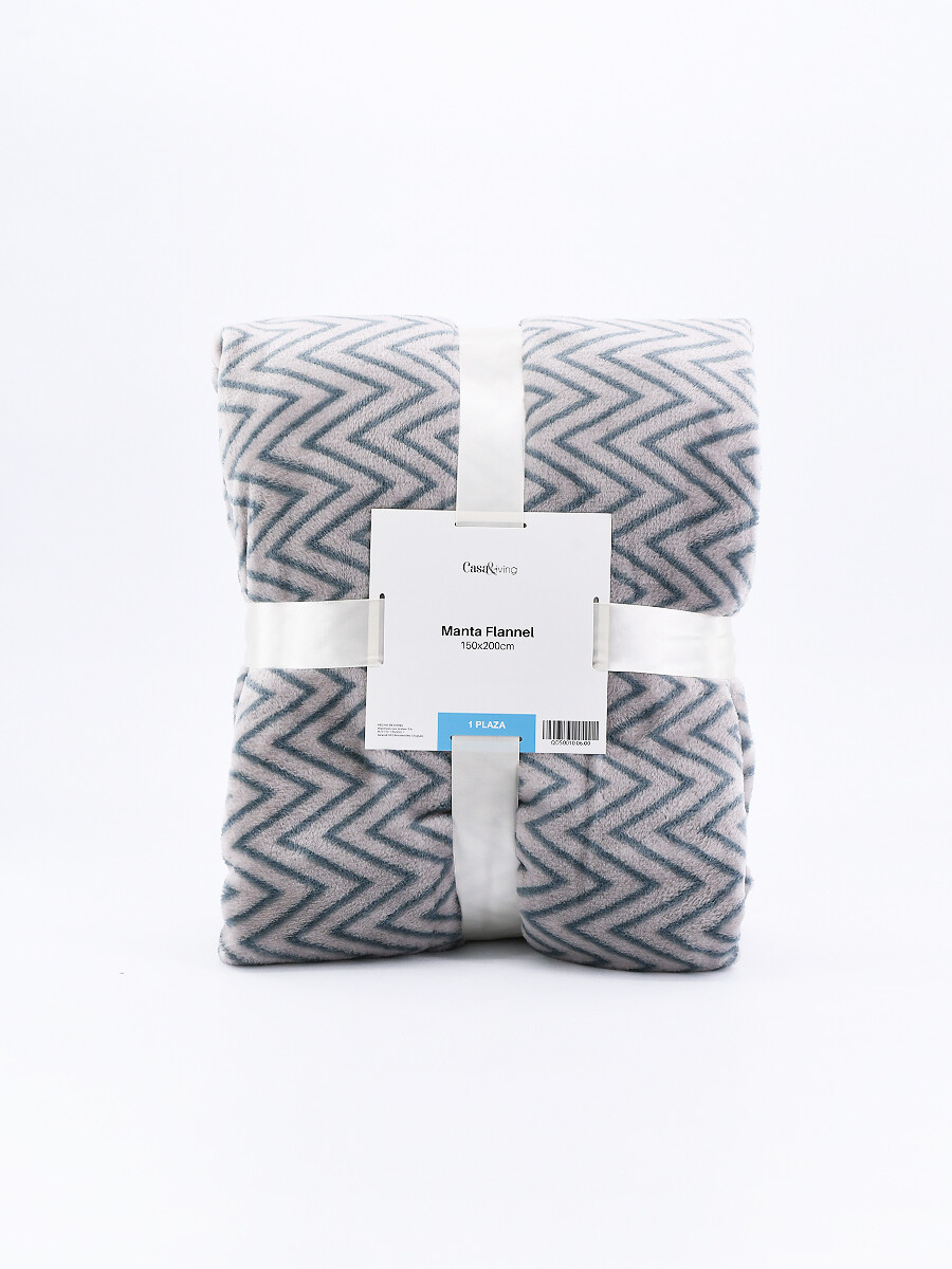 MANTA FLANNEL ZIGZAG 1 PLAZA - AZUL 