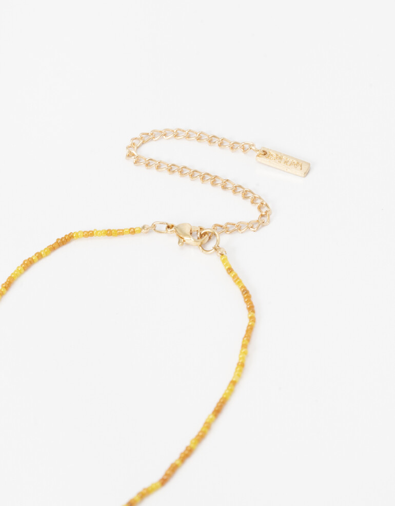 Collares Cortos Acrilico Collar Corto Resina Y Beads - Naranja Medio