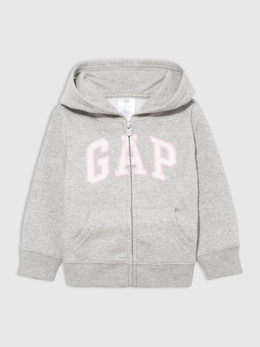 Buzo Canguro Con Cierre Logo Gap Toddler Niña - Light Heather Grey B08 