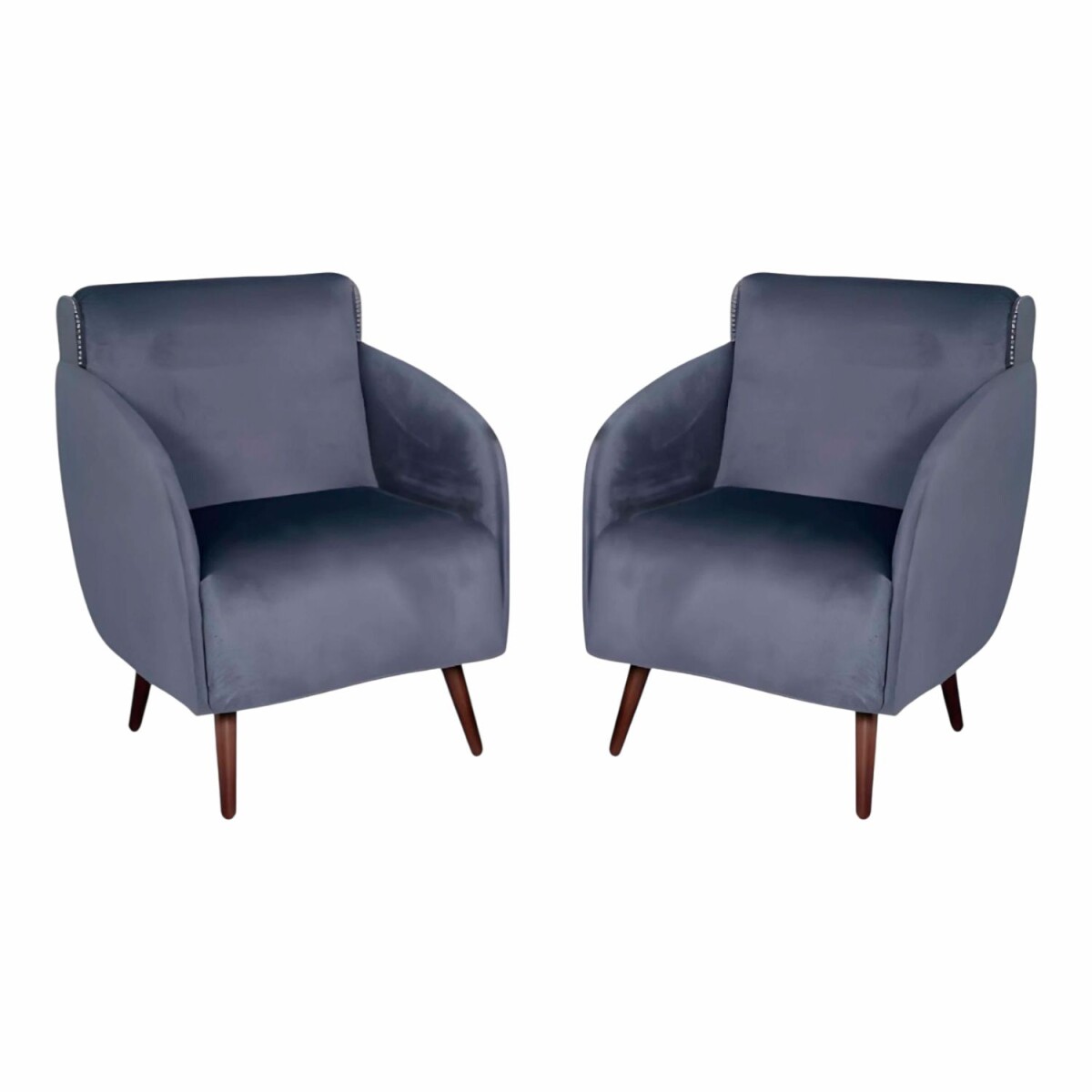 Pack x2 Sillón poltrona 1 cuerpo Lumax Kira nórdico de tela - Gris 