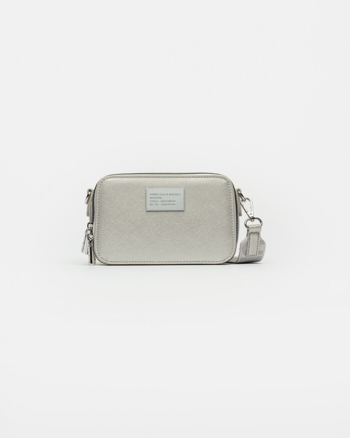 Mini Bag New Penny En Efecto Cuero Zaffiano Metalizado