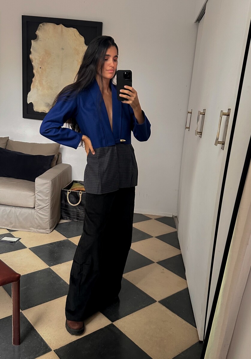 Blazer Office Lana - Azul / Tweed Gris 