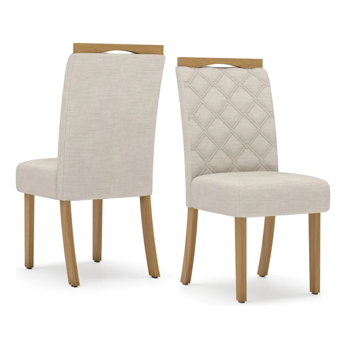 Sillas Tapizadas Comedor Para Mesa Pack De 2 Madera Estructura de la silla Marrón Asiento Beige Diseño de la tela Liso 