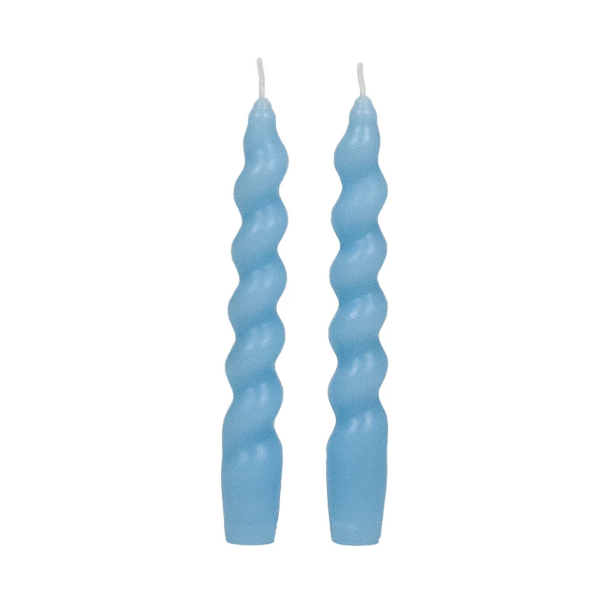 Set de 2 velas torneadas largas - Celeste 