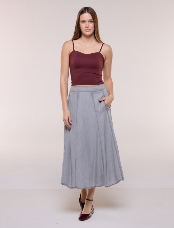 Falda Midi Lyocell GRIS CLARO