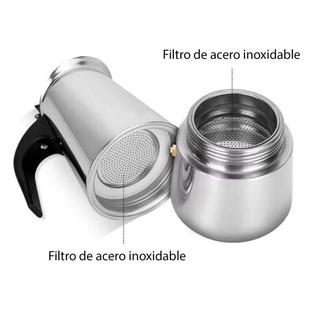Cafetera a Presión Tipo Italiana 9 Tazas en Acero Inoxidable Plateado