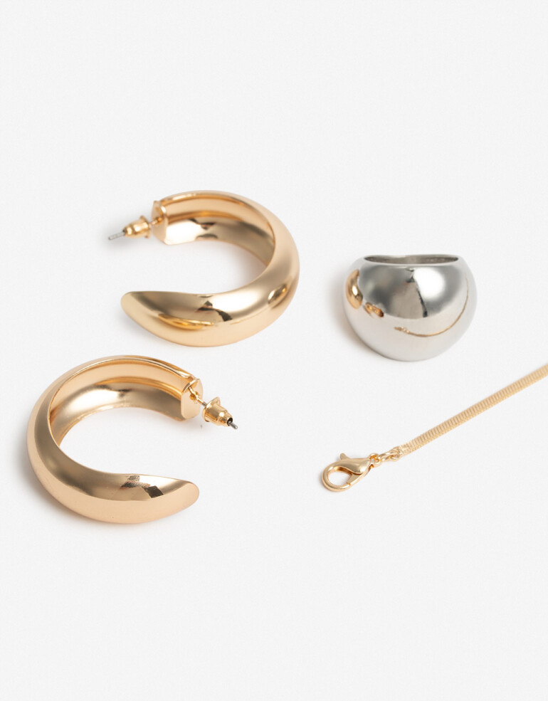 Bijouterie Set Metal Set De Bijou - Combinacion Bicolor