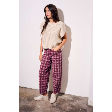 Jean Baggy Estampa Rombos Burdeos