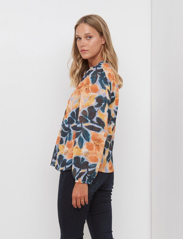 Blusa Plisada MULTI/ANARANJADO