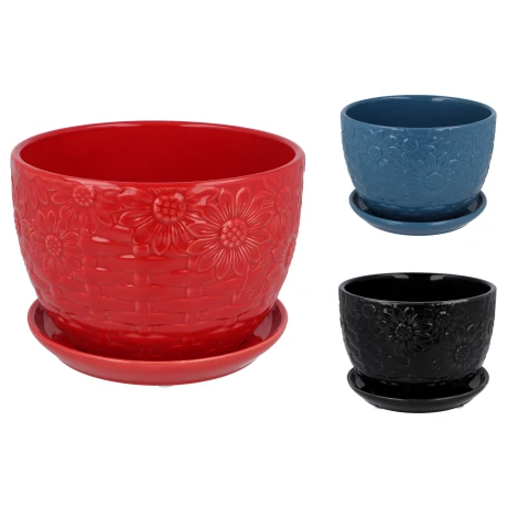 Maceta de Ceramica con Plato Maceta de Ceramica con Plato