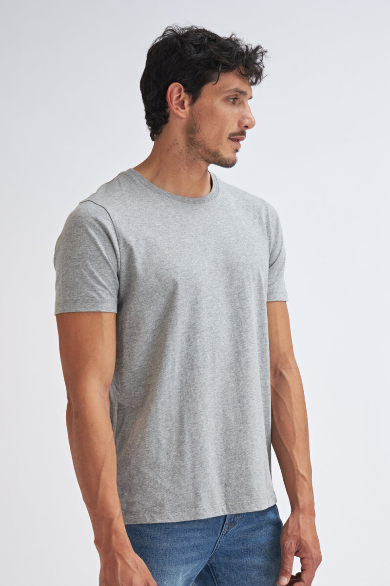 Remera manga corta cuello redondo Gris Claro Melange