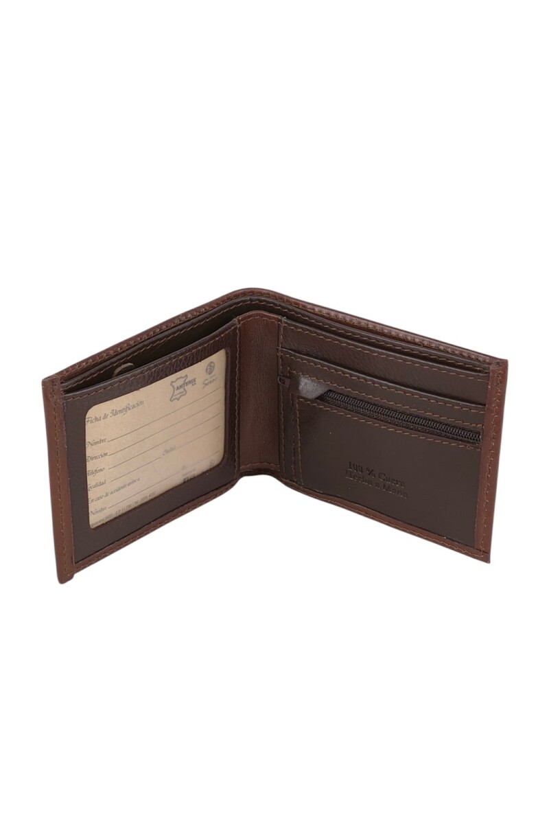Billetera con cierre interior para monedas Marrón