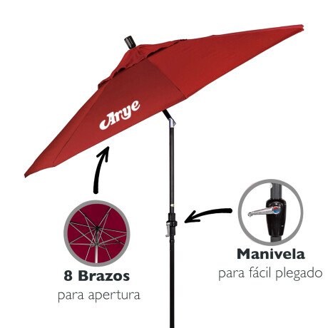 Sombrilla de jardín Arye 2.7m con Base y Manivela Bordo