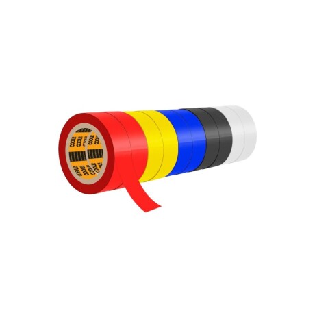 Set Ingco de 10 rollos de cinta aisladora multicolor Set Ingco de 10 rollos de cinta aisladora multicolor
