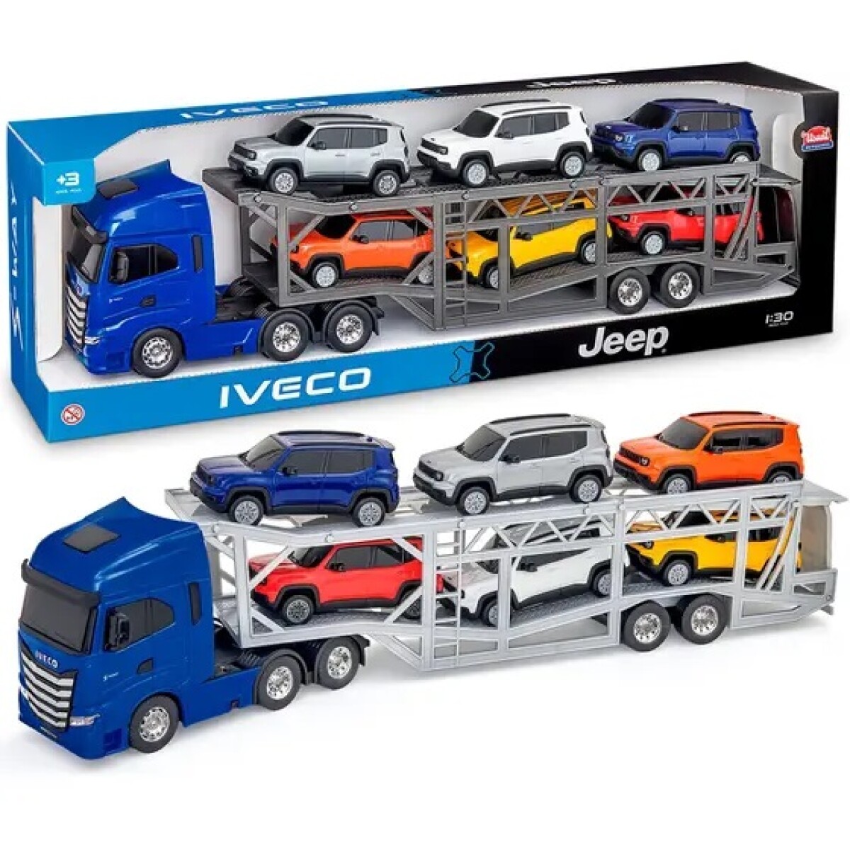 Camioneta Iveco S Way Cigüeña Con 6 Jeep Renegade Escala 1/30 