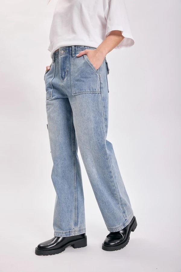 Pantalón jean cargo Azul Medio