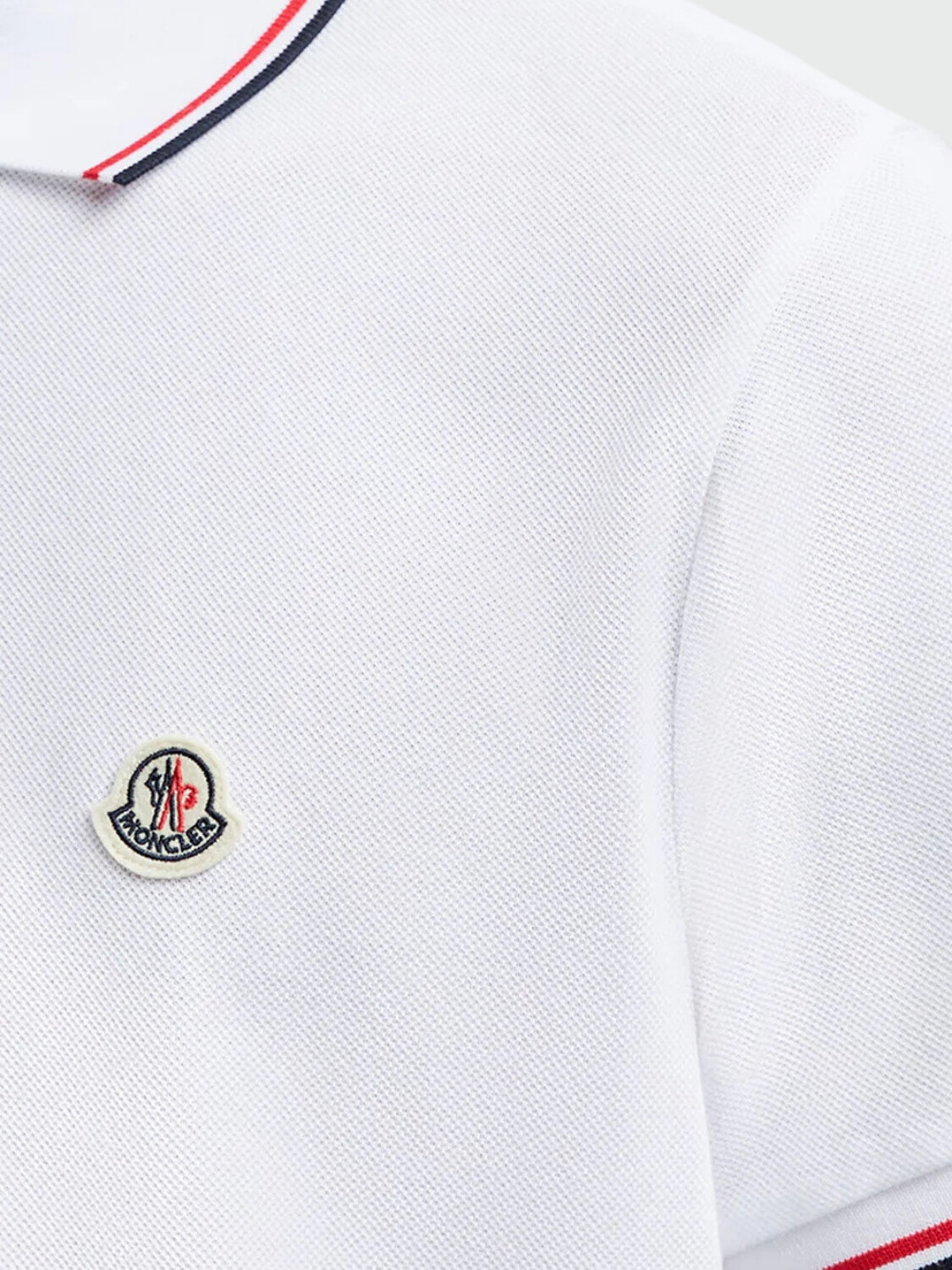 Moncler - Polo de Piqué de Algodón con Ribetes Tricolor Negro