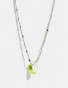 Cadena Corta con Dije Acrilico Collar Con Dije De Acrílico - Plateado Rodio
