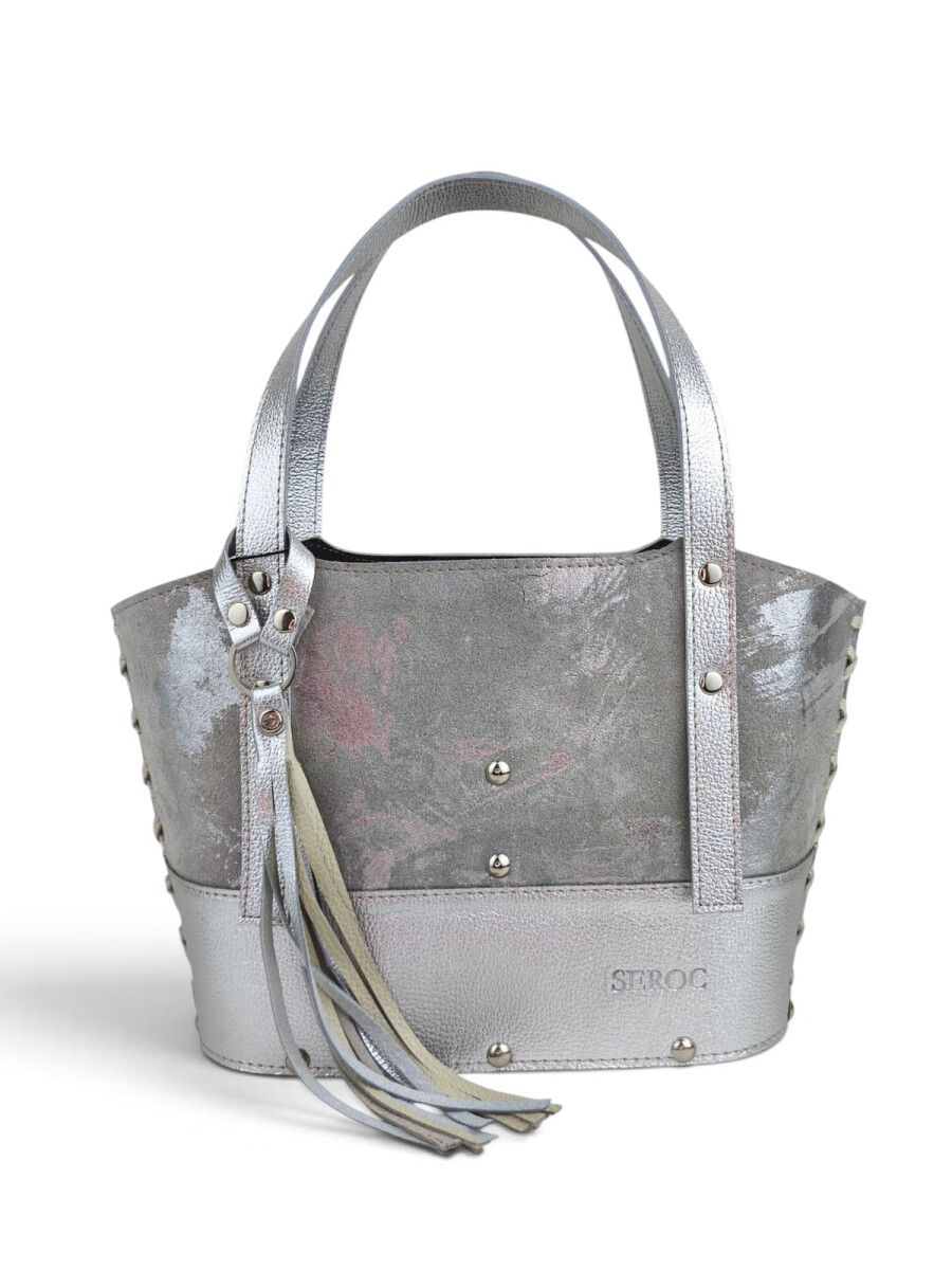Matera de dama con trenzado - plateado con beige 