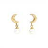 Caravanas colgante Luna y Perlas - Oro bajo - Perla de cultivo- CA8212 conperla