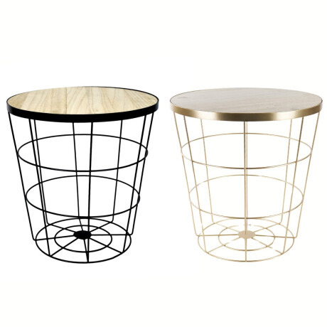 Cestos tipo mesa de metal calado con tapa de madera Cestos tipo mesa de metal calado con tapa de madera