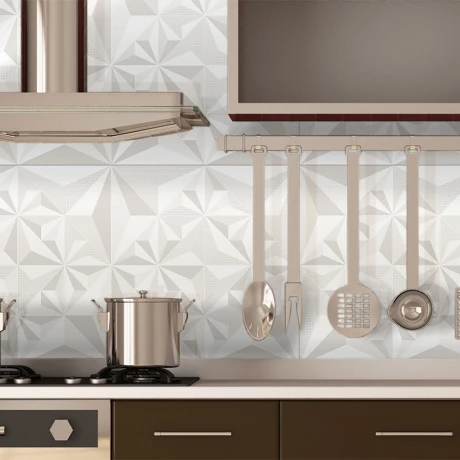 Semi gres blanco satinado decorado Relieve 63x120Cm pared GAMAS DE BLANCO