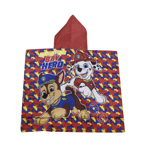 Bata Poncho Infantil Paw Patrol 100% Algodón 70 x 58 ROJO