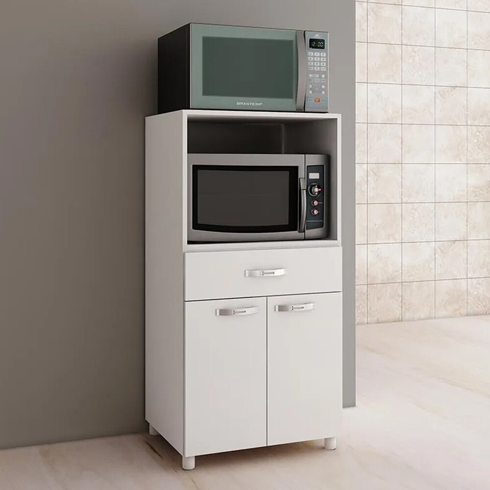 ARMARIO 2 PUERTAS 1 CAJÓN ORGANIZADOR MULTIUSO CON ESTANTE PARA MICROONDAS ARMARIO 2 PUERTAS 1 CAJÓN ORGANIZADOR MULTIUSO CON ESTANTE PARA MICROONDAS